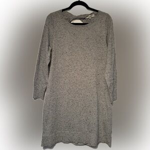 LOFT Sz Large Petite Grey Black Speckled acrylic/nylon  dress w/ twist open back